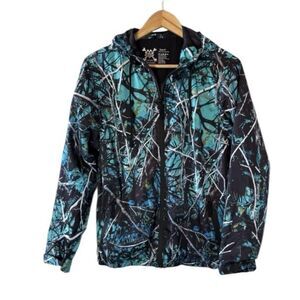 Moon Shine Camo Size M Full Zip Jacket Blue Neon Camouflage Streetwear Urban